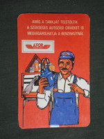 Kártyanaptár, ÁFOR benzinkút,olajok,grafikai rajzos, benzinkutas, 1983,   (3)
