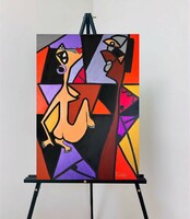 Nory forray, multi-angle point of view nude oil acrylic mixed media canvas
