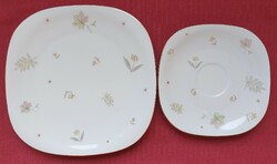 Wunsiedel Bavaria Claudia német porcelán reggeliző tányérpár hiányos csészealj kistányér tányér
