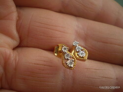 Reduced price, diamond, certified gold plated, silver stud earrings