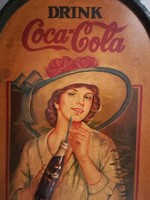Coca Cola reklám tábla, 91*60 cm. Kézzel festett