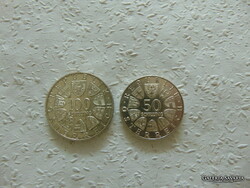 Ausztria ezüst 100 schilling 1979 - 50 schilling 1966