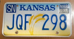 USA amerikai rendszám rendszámtábla JQF 298 Kansas