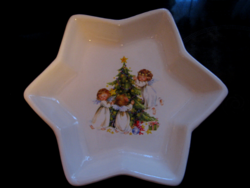 Christmas star-shaped ceramic bowl with charming angels