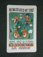 Kártyanaptár, Közlekedésbiztonsági tanács ,grafikai rajzos, humoros, ifjúsági verseny , 1983,   (3)