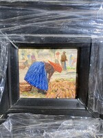 Pállya Carolus akvarell festménye, 10 x 10 cm-es.