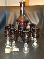 Burgundy polished glass liqueur set