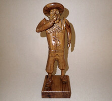 Vintage kézzel faragott népi fa faragás szobor figura fafaragás