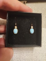 Antique gold earrings with turquoise and pearls