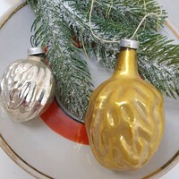Large glass nut, old Christmas tree decoration 1 yellow nut
