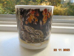 Vintage autumn mood West German bunny cup, from the Seltmann wildlife series