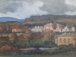 Bokor Vilmos (1897-1984) Faluszéli Fűzek,Képcsarnokos Festmény