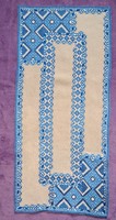 Blue embroidered old tablecloth, runner (m4319)