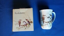 Kínai 4 dl-es porcelán bögre: kokabura - kacagójancsi ausztrál madár