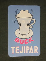 Kártyanaptár, Tejipari vállalatok,grafikai rajzos,tehén, 1984,   (3)