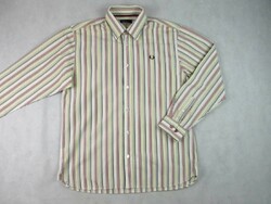 Original fred perry (l) elegant striped long sleeve men's shirt