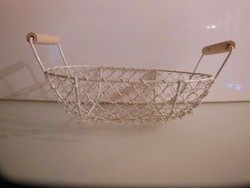 Basket - metal - wood - 23 x 17 cm + handle 5 cm - perfect