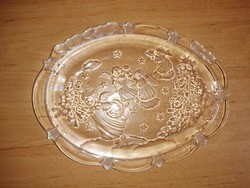 Christmas patterned glass serving tray, table center - 18*23.5 cm (25/d)