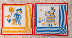 Retro children's textile handkerchief in a pair