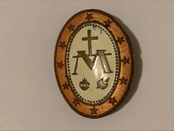 Antique fire enamel Christian badge, rare, manufacturer: jerouschek bpest.