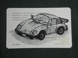 Kártyanaptár, Baranyai autósbolt, Komló, grafikai rajzos, 1984,   (3)