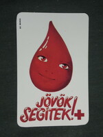 Kártyanaptár, Magyar Vöröskereszt,grafikai rajzos, vércsepp, 1984,   (3)