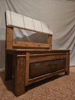 Individual horse, bench, suitcase with drawer