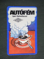 Kártyanaptár, Autófém ipari szövetkezet, grafikai rajzos, kávéfőző, 1984,   (3)