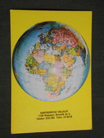 Kártyanaptár,  Kartográfiai térkép vállalat, Budapest, földgömb,1985,   (3)