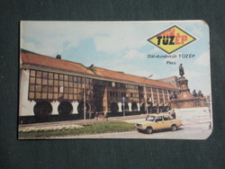 Card calendar, Tüzép building materials company from Transdanubia, fészek store, Pécs, Lada, Zsiguli, 1984, (3)