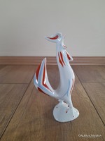 Retró Hollóházi ritka festésű porcelán kakas