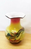 A multicolor Murano vase with a frilled mouth from Italy. An impeccable specialty
