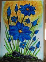 Stained glass picture - blue flower
