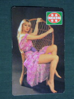 Kártyanaptár,Gyöngy üdítő ital,Pécs sörgyár,erotikus női modell,1985,   (3)