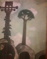 Magritte jelzéssel Fiú és a gitár