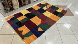 3453 BERBER Kelim Kilim 100% GYAPJÚ KÉZI GYAPJÚ SZŐNYEG 130X200CM INGYEN FUTÁR