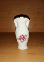 Régi GDR porcelán virágmintás ibolya váza - 9 cm magas