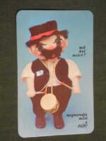 Kártyanaptár,Piért papír írószer vállalat, reklám figura,baba,,1985,   (3)