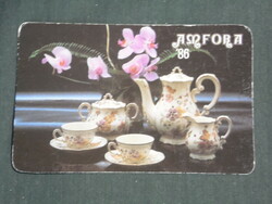 Kártyanaptár, Amfora üvért vállalat, Zsolnay porcelán kávés készlet,1986,   (3)