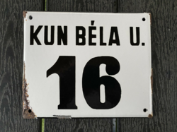 Béla Kun u. 16 - House number plate (enamel plate, enamel plate)