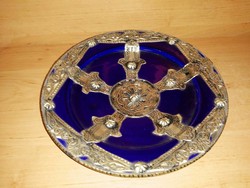 Beautiful oriental copper with cobalt blue decorative bowl - diam. 27.5 cm (n)