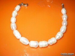 Silver large cultured pearl bracelet