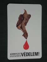 Card calendar, Hungarian Red Cross, graphic artist, environment, health protection, 1985, (3)