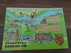 Lake Dunapataj-Szelidi, map postcard, stamped 1973