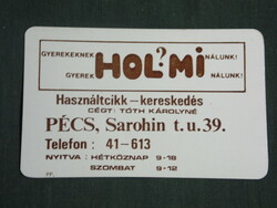 Kártyanaptár, Hol?Mi turkáló használt ruha üzlet, Pécs,1985,   (3)