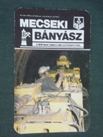 Card calendar, Mecsek ore mining company, newspaper, Pécs, mining machine, 1986, (3)