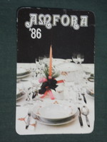 Kártyanaptár, Amfora üvért vállalat, Alföldi porcelán étkészlet,1986,   (3)