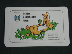 Card calendar, grain mill industry company, Pécs, advertising figure, rabbit, 1985, (3)