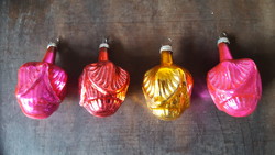 4 pcs. Old glass Christmas tree decorations
