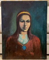 Female portrait painting by Gyula Huszár